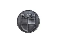 Sticker Puch logo rond 38mm RealMetal zilver kleur
