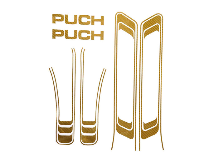 Stickerset Puch Maxi lines gold carbon wrap transfers main