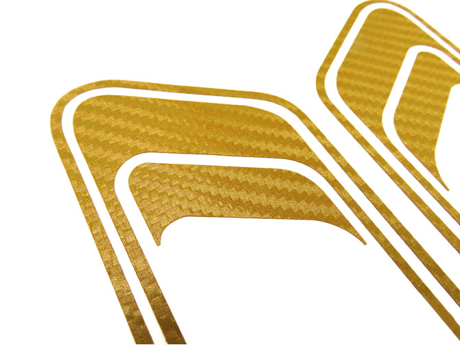 Stickerset Puch Maxi lijnen goud carbon wrap transfers product