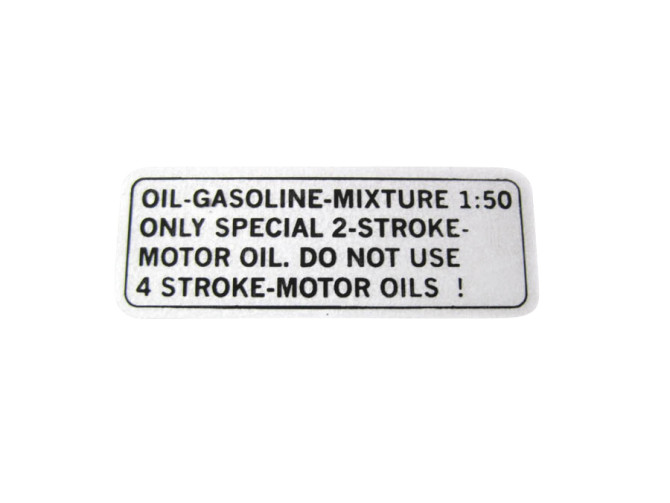 Gasoline mix sticker English black 1