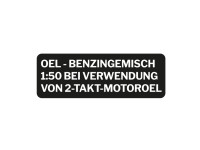 Gasoline mix sticker German black with transparent text