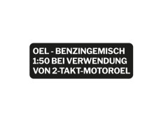 Gasoline mix sticker German black with transparent text