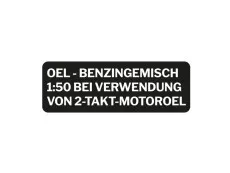Benzine mix sticker Duits zwart met transparante tekst