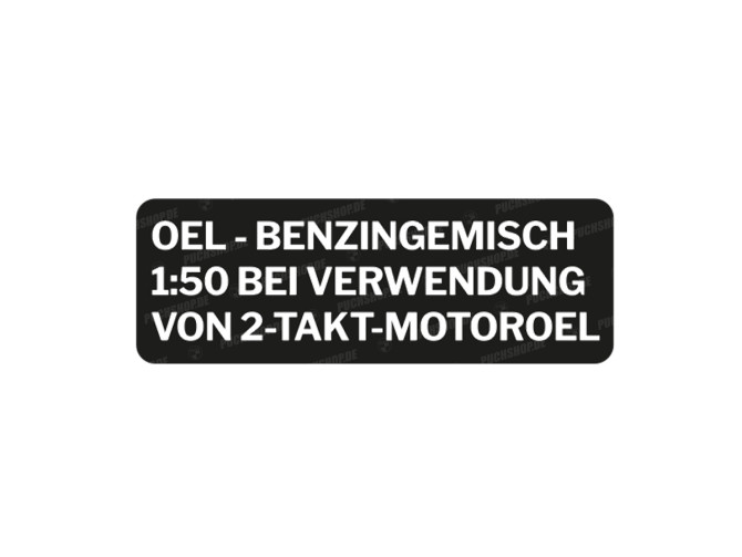 Benzine mix sticker Duits zwart met transparante tekst main