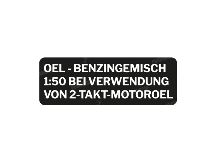 Gasoline mix sticker German black with transparent text