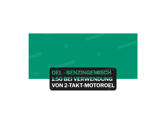 Gasoline mix sticker German black with transparent text