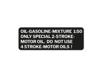Gasoline mix sticker English black with transparent text