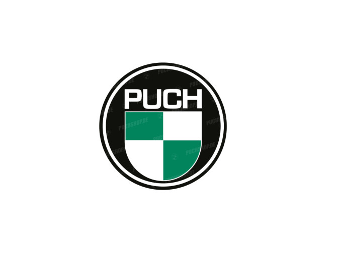 Transfer sticker Puch logo rond 65mm trekstarter / universeel main