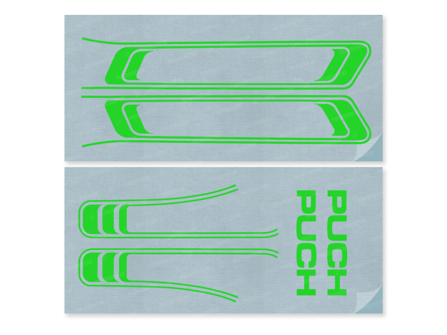 Stickerset Puch Maxi lijnen PVC transfers Kawasaki-groen  product