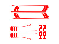 Stickerset Puch Maxi lijnen PVC transfers rood 