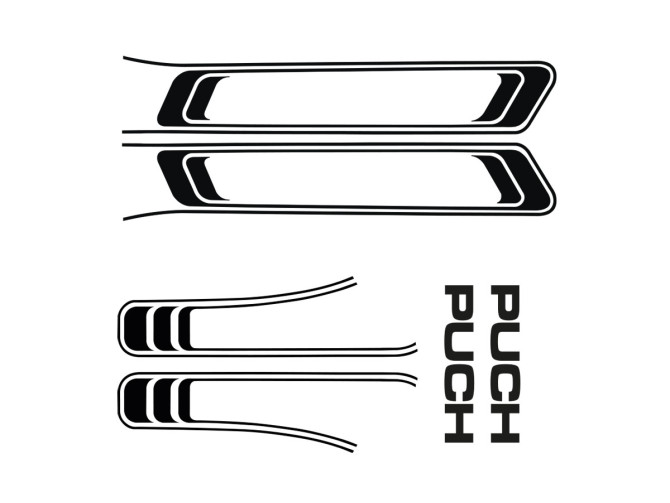 Stickerset Puch Maxi lijnen zwart PVC transfers  product