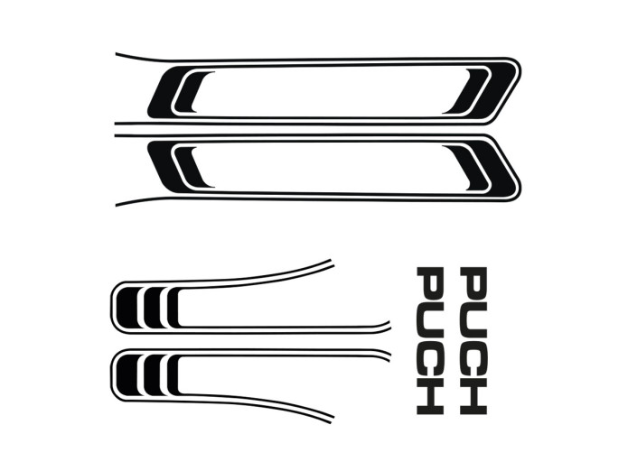 Stickerset Puch Maxi lijnen zwart PVC transfers 