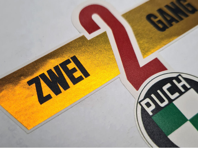 Transfer sticker achterspatbord voor Puch VS 50 Zweigang goudfolie product