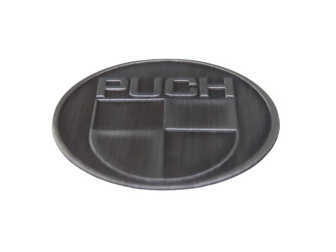 Sticker Puch logo rond 38mm RealMetal zilver kleur product