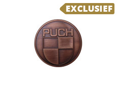 Sticker Puch logo rond 38mm RealMetal koper kleur