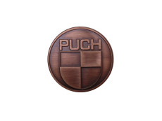 Aufkleber Puch logo rund 38mm RealMetal Kupferfarben