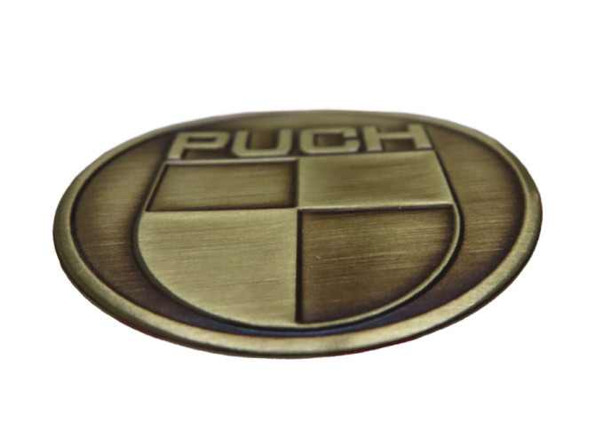 Sticker Puch logo rond 38mm RealMetal goud kleur product