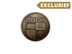 Sticker Puch logo rond 38mm RealMetal® goud kleur