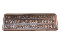 Gasoline mix sticker German RealMetal copper color