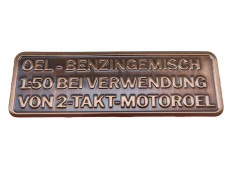 Gasoline mix sticker German RealMetal copper color