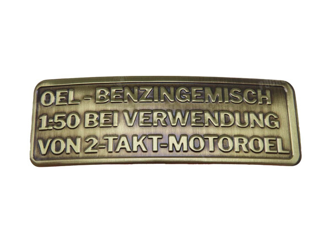 Benzine mix sticker Duits RealMetal goud kleur main