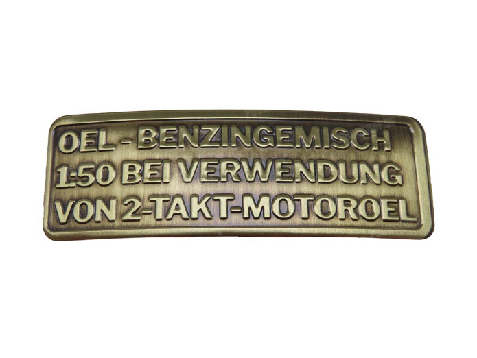 Benzine mix sticker Duits RealMetal goud kleur