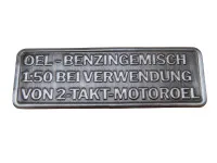 Benzingemisch Aufkleber Deutsch RealMetal Silberfarbe