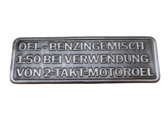 Benzine mix sticker Duits RealMetal zilver kleur main