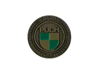 Badge / embleem Puch logo goud met emaille 47mm RealMetal