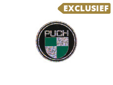 Transfer sticker Puch logo rond 50mm 80's retro glitter