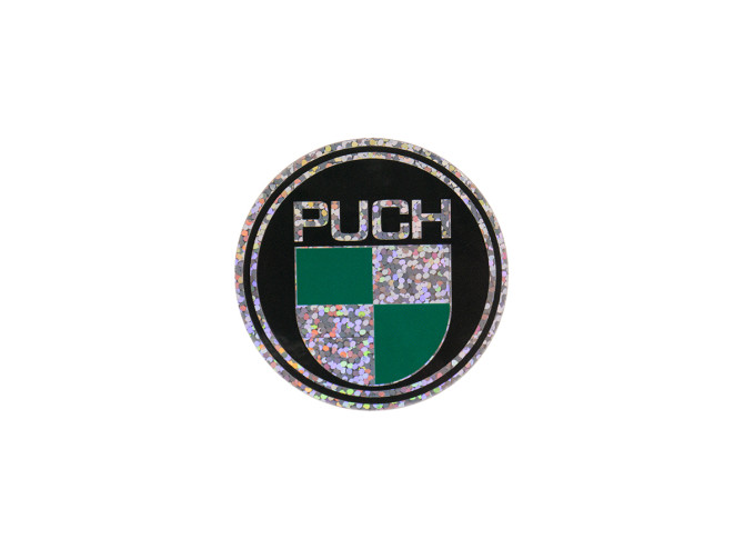 Transfer sticker Puch logo rond 50mm 80's retro glitter product