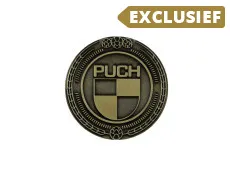 Badge / embleem Puch logo goud 47mm RealMetal