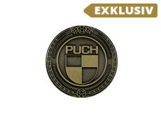 Badge / Emblem Puch logo Gold 47mm RealMetal® 