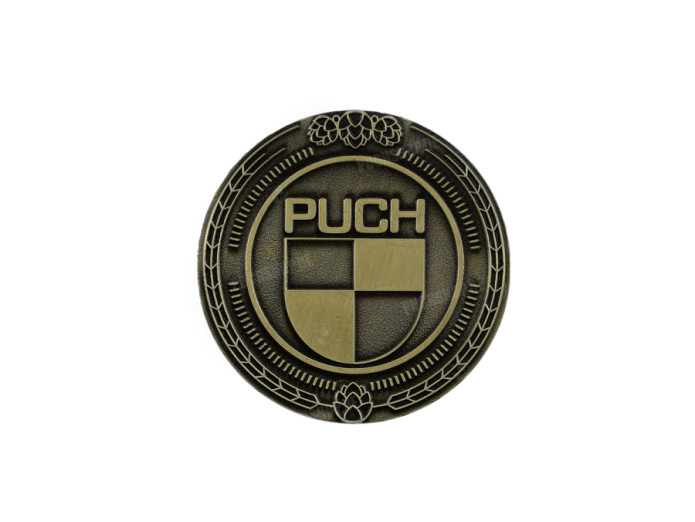 Badge / Emblem Puch logo Gold 47mm RealMetal