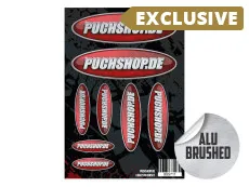 Sticker set Puchshop logo 8-piece brushed aluminum