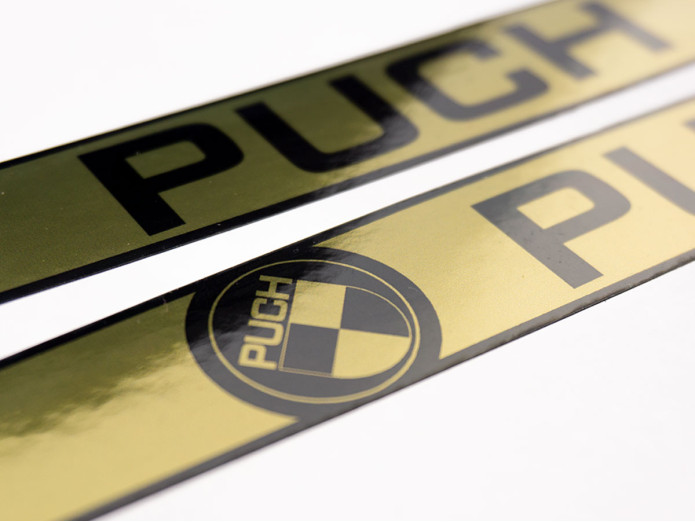 Tank transfer sticker set Puch Maxi S / L / L2 / K / Sport black / shiny gold