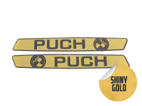 Tank transfer sticker set voor Puch Maxi S / L / L2 / K / Sport Zwart / Shiny goud