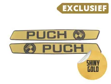 Tank transfer sticker set voor Puch Maxi S / L / L2 / K / Sport Zwart / Shiny goud