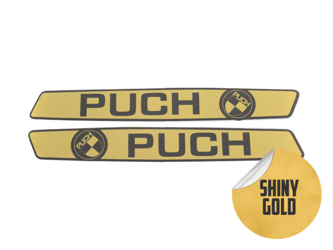 Tank transfer sticker set voor Puch Maxi S / L / L2 / K / Sport Zwart / Shiny goud product