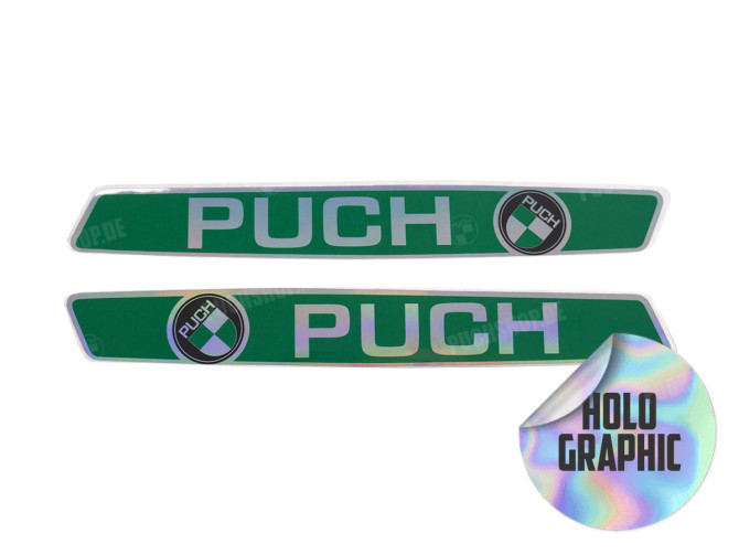 Tank transfer sticker set voor Puch Maxi S / L / L2 / K / Sport Groen Holografisch main