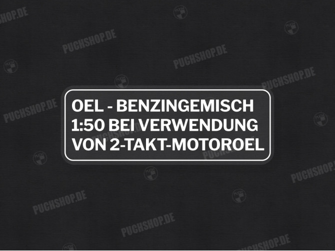 Gasoline mix sticker German white Transparent main