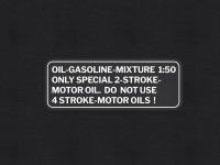 Gasoline mix sticker Engels white 