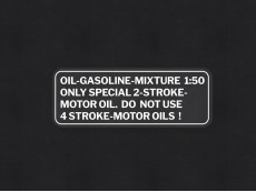 Gasoline mix sticker Engels white 