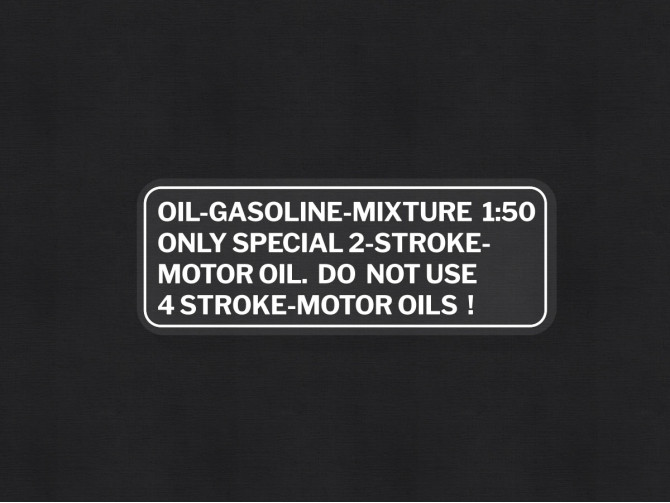 Gasoline mix sticker Engels white  product