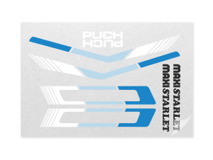 Stickerset Puch Maxi Starlet blauw / wit / antraciet compleet