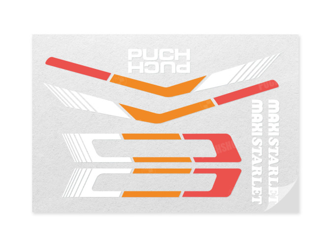 Sticker set Puch Maxi Starlet orange / red / white complete main