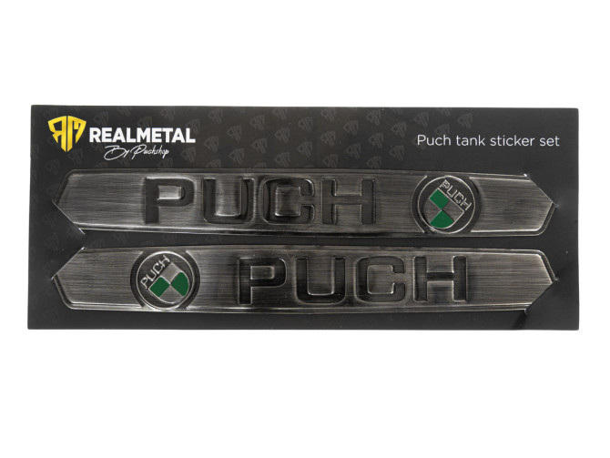 Puch Metalen Tank sticker set RealMetal® zilver met groen 2024 product