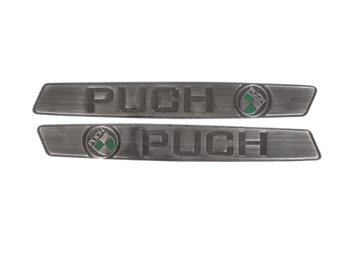 Puch Metalen Tank sticker set RealMetal® zilver met groen 2024 product