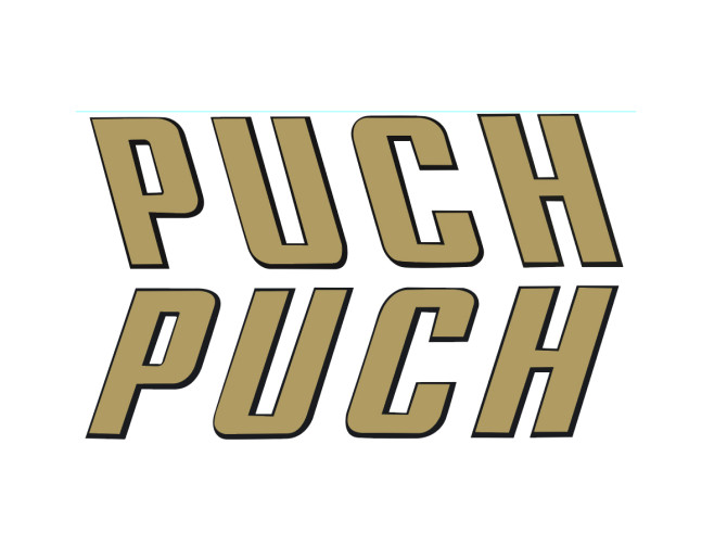 Sticker Puch tekst Goud 92x26mm product