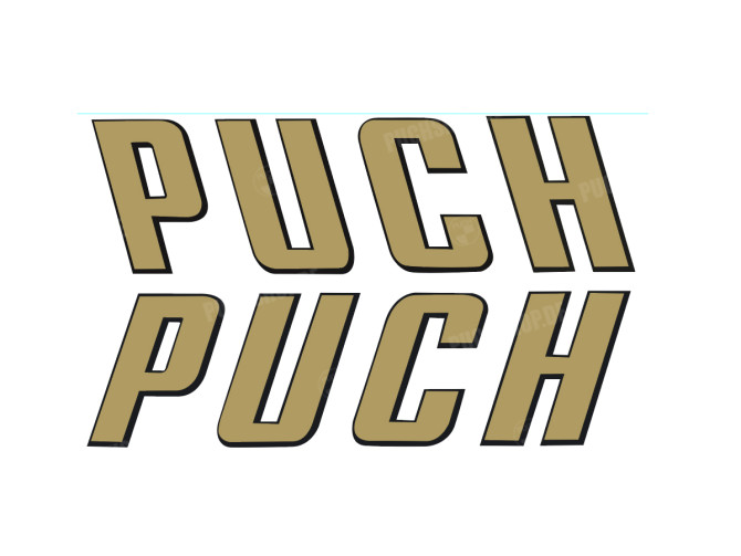 Sticker Puch text Gold 92x26mm main